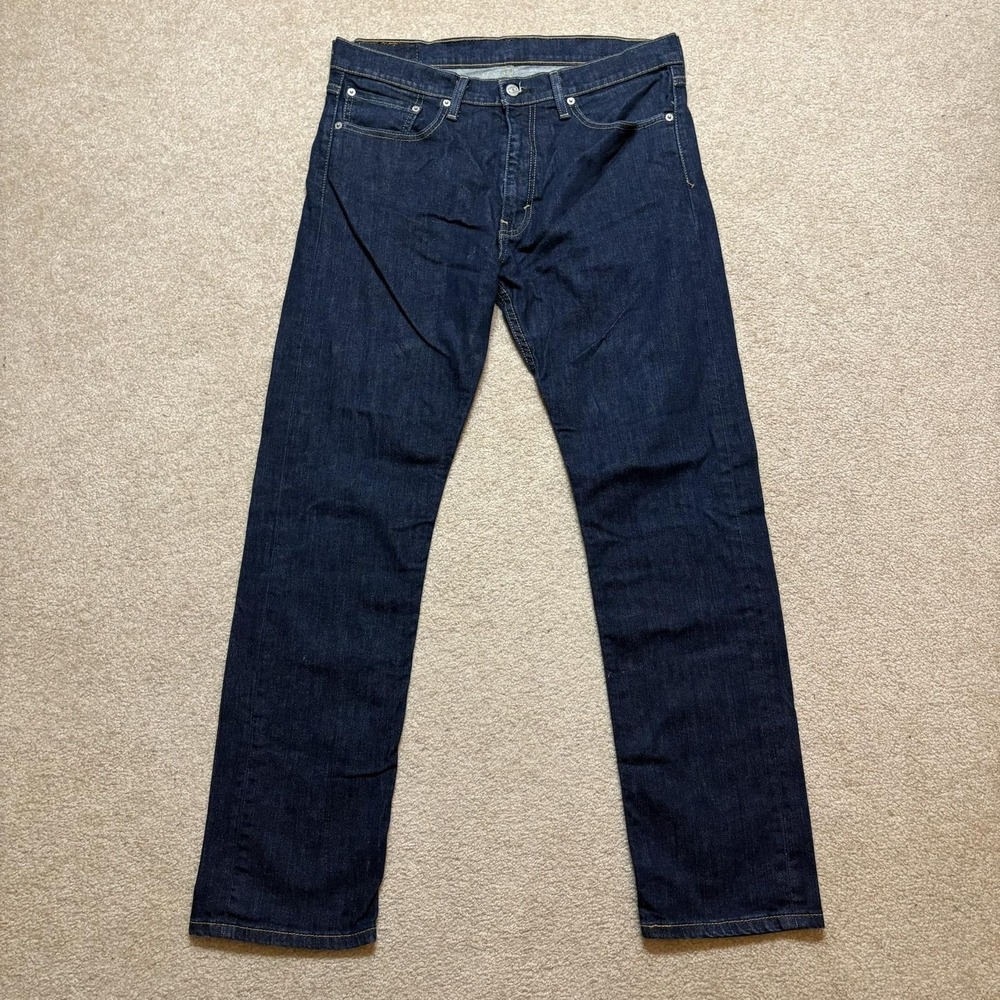 Levis 513 Jeans Mens 34x30.5 Blue Slim Straight Leg Dark Wash Denim Pants Casual